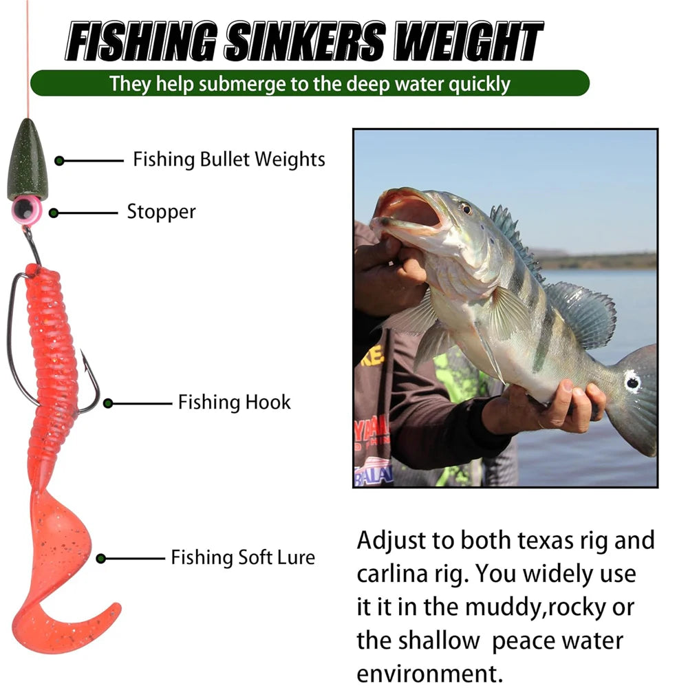 Inline Bullet Sinkers (Various Sizes) - Duke's Fishing Supply