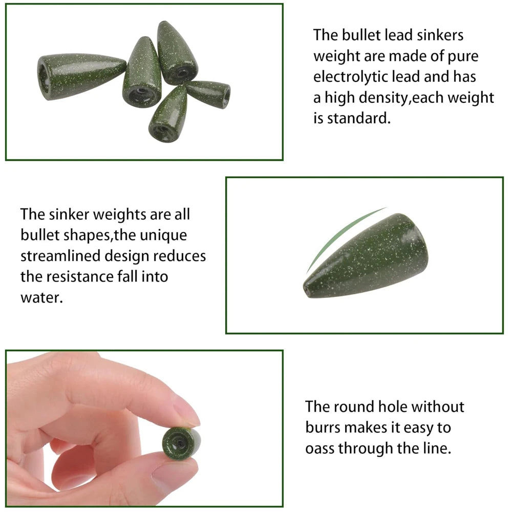 Inline Bullet Sinkers (Various Sizes) - Duke's Fishing Supply