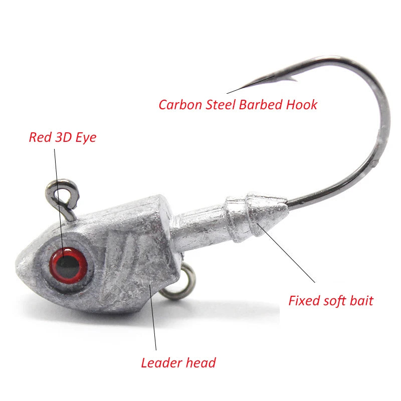 Metal Jighead with Red 3D Eyes (Various Sizes) - Duke's Fishing Supply