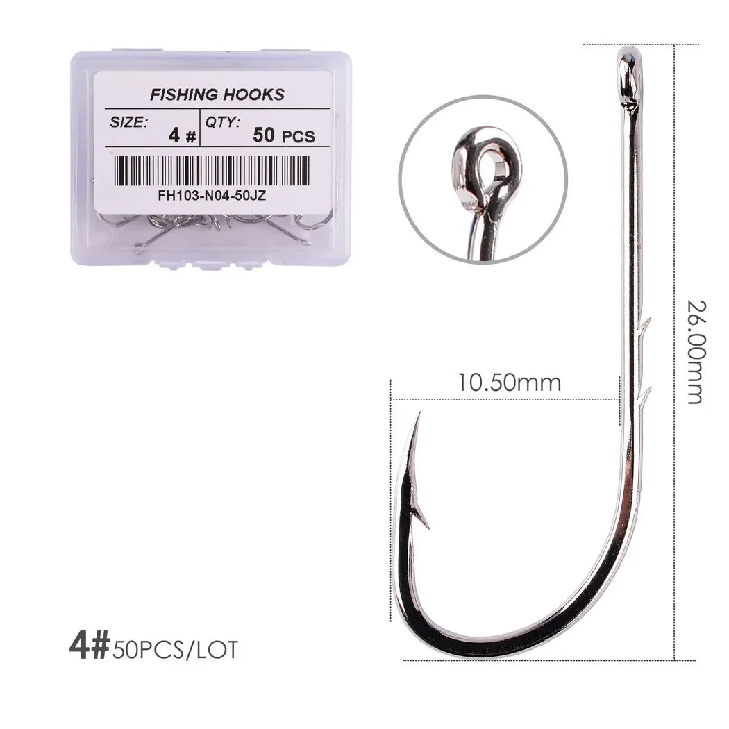 Barbed Long Shank Hooks (50/pk) - Duke's Fishing Supply