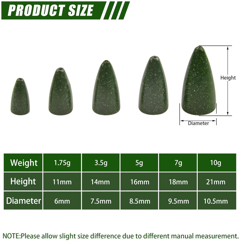 Inline Bullet Sinkers (Various Sizes) - Duke's Fishing Supply