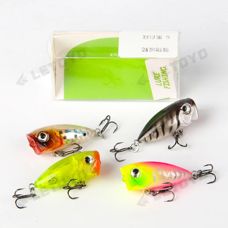 LETOYO 35mm 3.7g Micro Popper Fishing Lure Topwater Mini Artificial Hard Baits Wobblers For Stream Trout Bass Fishing Lures - Duke's Fishing Supply