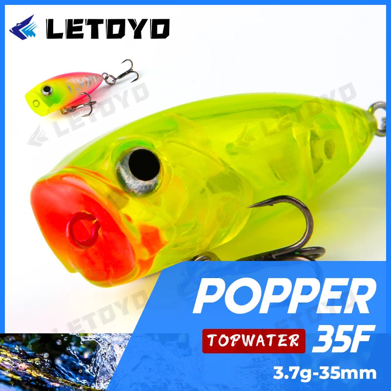 LETOYO 35mm 3.7g Micro Popper Fishing Lure Topwater Mini Artificial Hard Baits Wobblers For Stream Trout Bass Fishing Lures - Duke's Fishing Supply