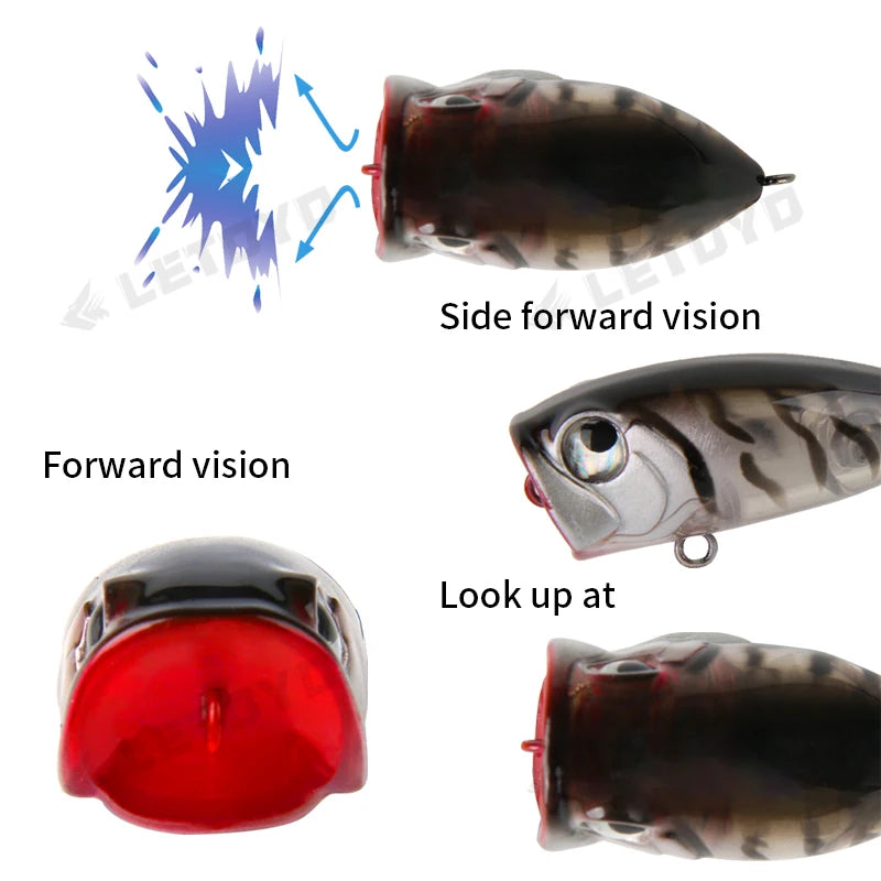 LETOYO 35mm 3.7g Micro Popper Fishing Lure Topwater Mini Artificial Hard Baits Wobblers For Stream Trout Bass Fishing Lures - Duke's Fishing Supply