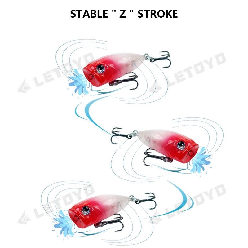 LETOYO 35mm 3.7g Micro Popper Fishing Lure Topwater Mini Artificial Hard Baits Wobblers For Stream Trout Bass Fishing Lures - Duke's Fishing Supply