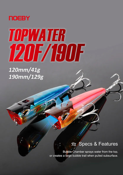 NOEBY Popper Fishing Lure 12cm 41g 15cm 85g 19cm 129g Popper Wobbler Artificial Hard Bait Big Game GT Tuna Sea Fishing Lure - Duke's Fishing Supply