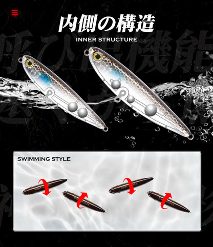Hunthouse Pencil Fishing Lure Walk The Dog Top Water Artificial Bait Fishing Tackle For Pike Bass Bestselling Color Combos LW536 - Duke's Fishing Supply