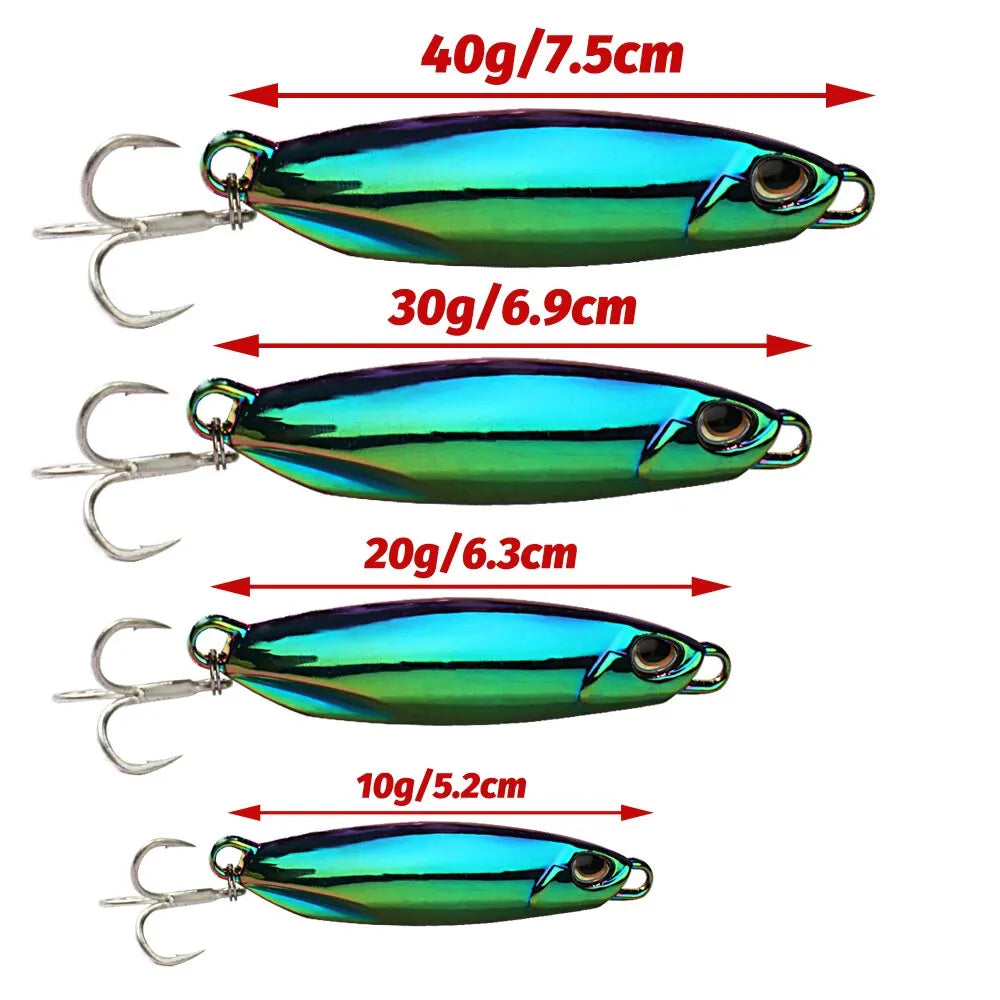 Metal Jig Fishing Lure 10g 20g 30g 40g Cast Swimbait Hook Wobbler Pike Spoon Carp Spinner Sea Tackle Kit Pesca Artificial Bait - Duke's Fishing Supply
