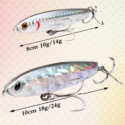 GOBAIT Sinking Pencil Bait 10g 14g 18g 24g Minnow 8cm 10cm Fishing Hook Metal Jig Wobbler Plopper Casting Gear Popper Pesca Lure - Duke's Fishing Supply