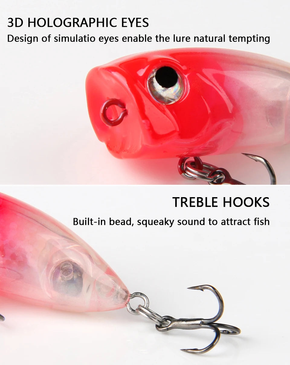 LETOYO 35mm 3.7g Micro Popper Fishing Lure Topwater Mini Artificial Hard Baits Wobblers For Stream Trout Bass Fishing Lures - Duke's Fishing Supply