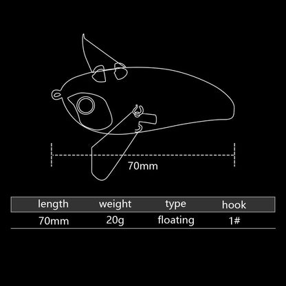 LETOYO 70mm/20g Topwater Noisy Bait Golden Cicada Propeller Popper Lure Bionic Floating Hard Baits For Bass Catfish - Duke's Fishing Supply