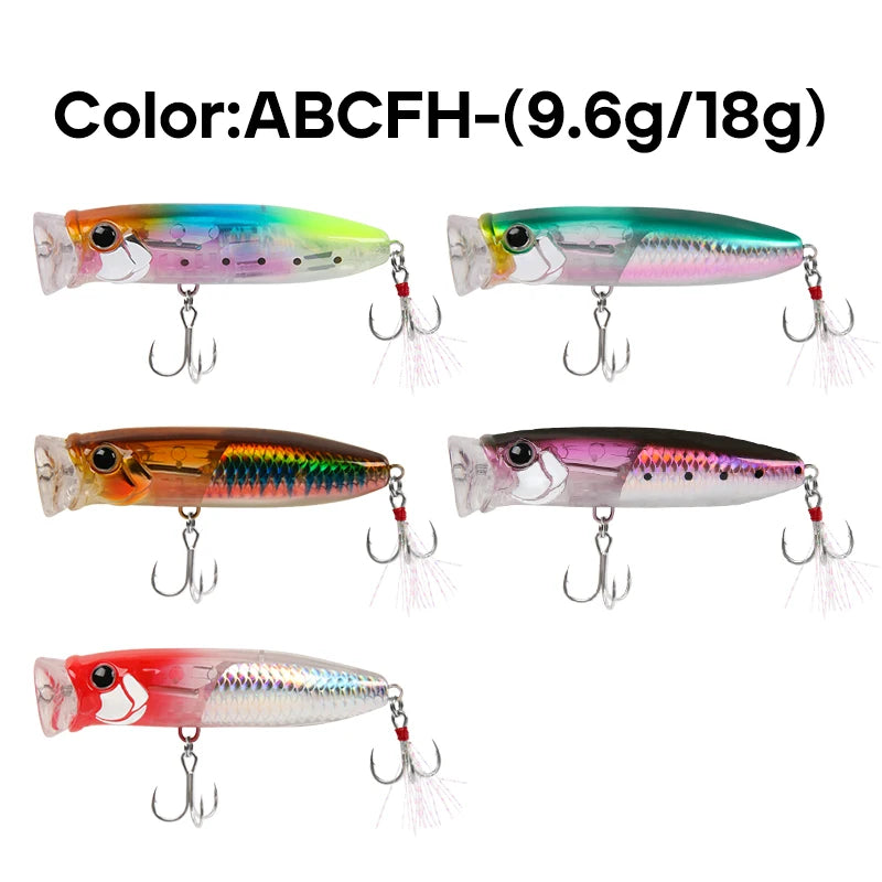 LETOYO 9.6g/18g Floating Popper Lure Topwater Hard Baits With Steel Balls Artificial Popper Fishing Lure For Bass - Duke's Fishing Supply