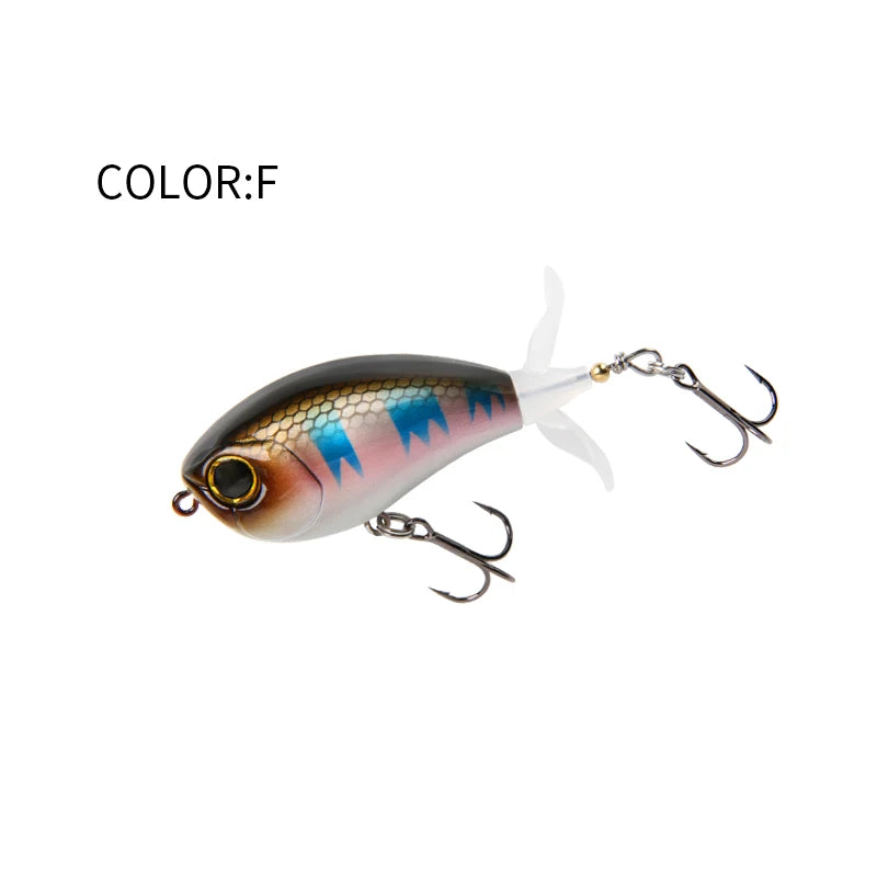 LETOYO 40mm 50mm Topwater Whopper Popper Rotating Double Propeller Tail Artificial Bait for bass pike Fishing Lures - Duke's Fishing Supply