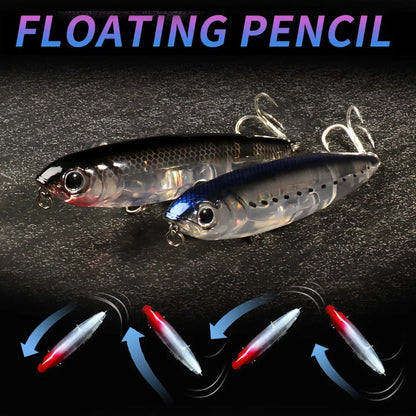 GOBAIT Floating Pencil Bait 17.5g 10cm Topwater Walk The Dog Fishing Lure 3D Swimbait Hook Popper Pesca Minnow Rattle Cranbait - Duke's Fishing Supply