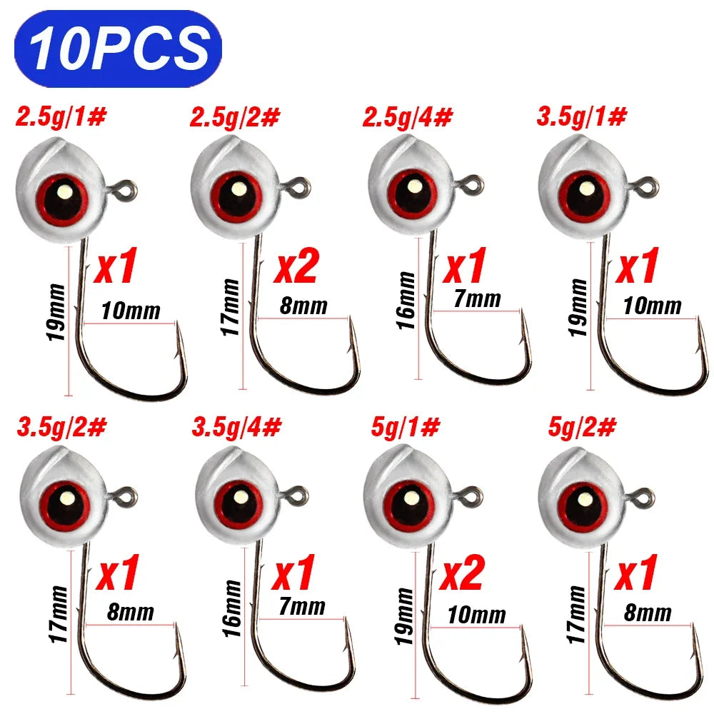 5-20Pcs Big Fish Eye Jig Head Hooks 2.5g 3.5g 5g Shank Barbed Root Ned Rig Fishing Soft Lure Kit Tackle Pesca Gear Fishhook - Duke's Fishing Supply