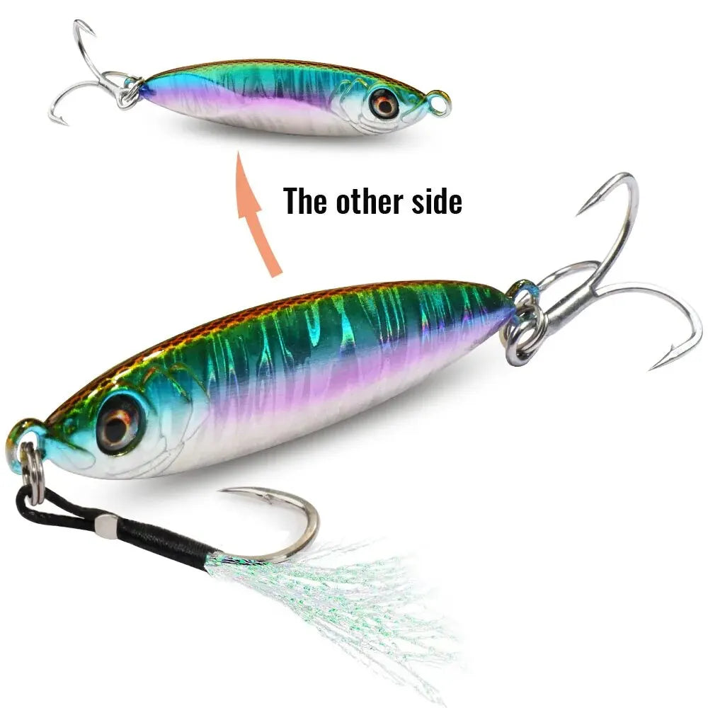 Metal Jig Lure 20g 30g 40g Spinner Spoon 3D Eye Color Laser Spinning Fishing Tackle Popper Hook Swimbait Pesca Spinnerbait Bait - Duke's Fishing Supply