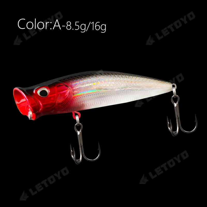 LETOYO Floating Fishing Lures 8.5g 16g Artificial Laser Coating Hard Baits Topwater Poppers Bass Pike Wobbler Popper Lure - Duke's Fishing Supply