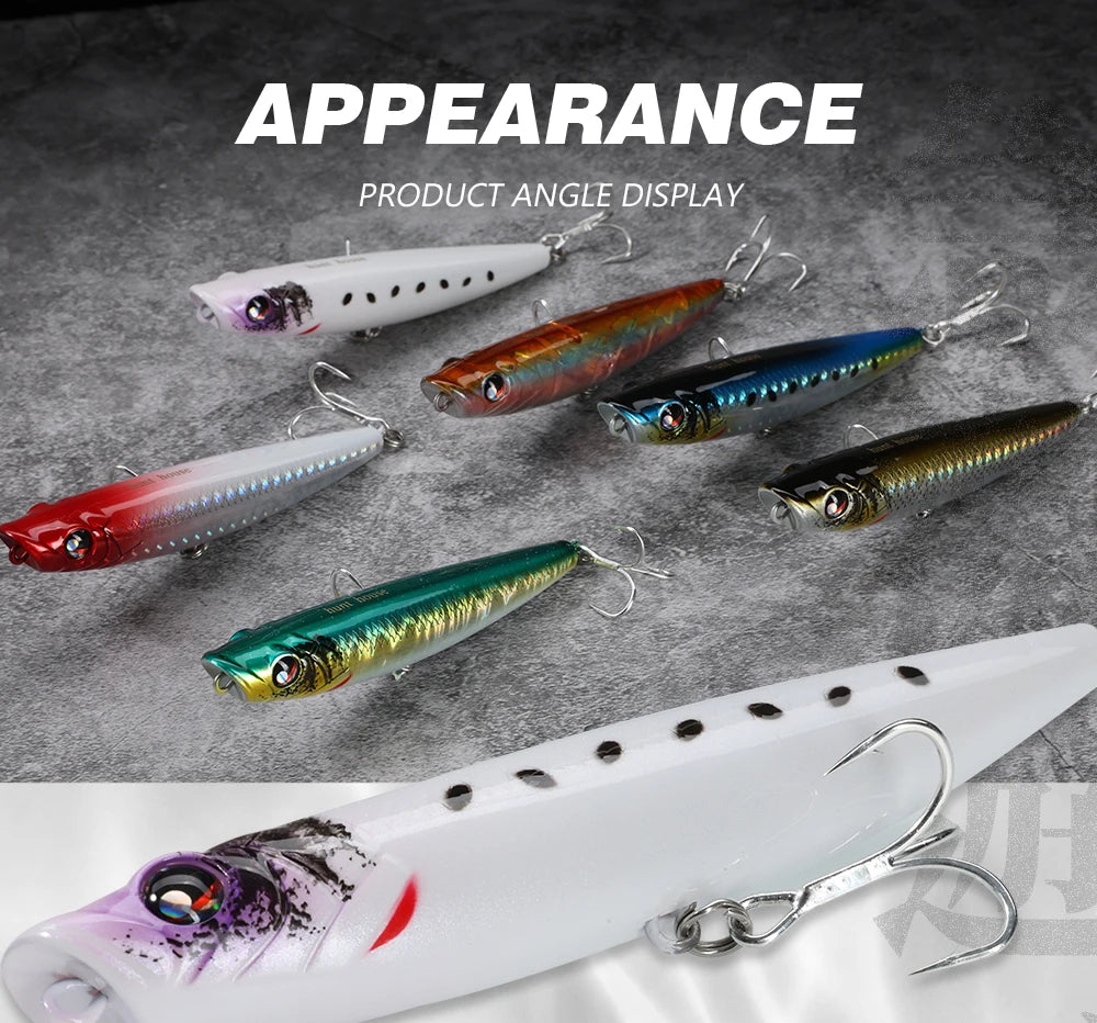 Hunthouse WTD Hard Pencil Fishing Lure Topwater Popper 90m/11.6g Stick Bait Wobblers Fishing Tackle For Seabass Pike LW547 - Duke's Fishing Supply