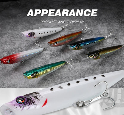 Hunthouse WTD Hard Pencil Fishing Lure Topwater Popper 90m/11.6g Stick Bait Wobblers Fishing Tackle For Seabass Pike LW547 - Duke's Fishing Supply