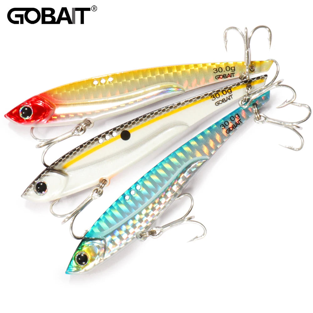 GOBAIT VIB Fishing Lure 20g 25g 30g Metal Jig Sinking Blade Hook Spinner Spoon Cast VIBRATION Carbon Steel Tackle Hard Bait - Duke's Fishing Supply