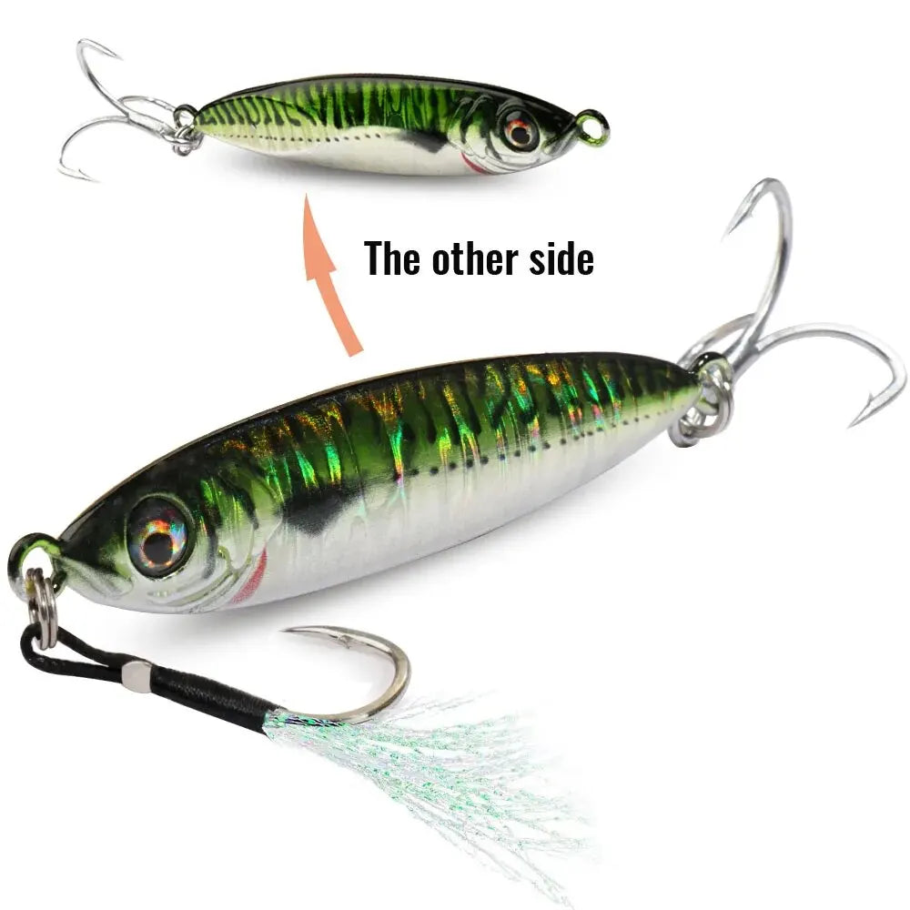 Metal Jig Lure 20g 30g 40g Spinner Spoon 3D Eye Color Laser Spinning Fishing Tackle Popper Hook Swimbait Pesca Spinnerbait Bait - Duke's Fishing Supply