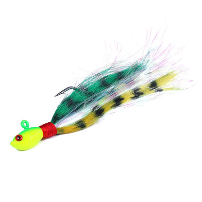 Bucktail Jigs Head Hook 3D Eyes Bait 7g 14g 28g 56g Deer Hair Feather Hook Beard Jigging Lure Fishing - Duke's Fishing Supply