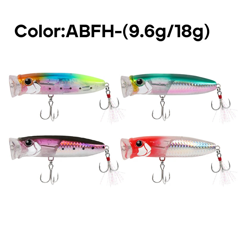 LETOYO 9.6g/18g Floating Popper Lure Topwater Hard Baits With Steel Balls Artificial Popper Fishing Lure For Bass - Duke's Fishing Supply