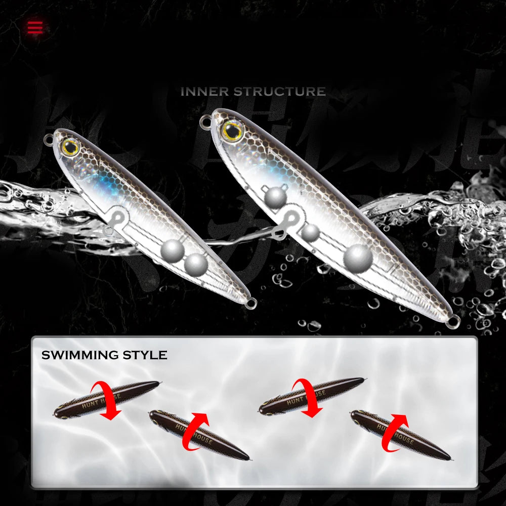 Hunthouse Pencil Fishing Lure Walk The Dog Top Water Artificial Bait Fishing Tackle For Pike Bass Bestselling Color Combos LW536 - Duke's Fishing Supply