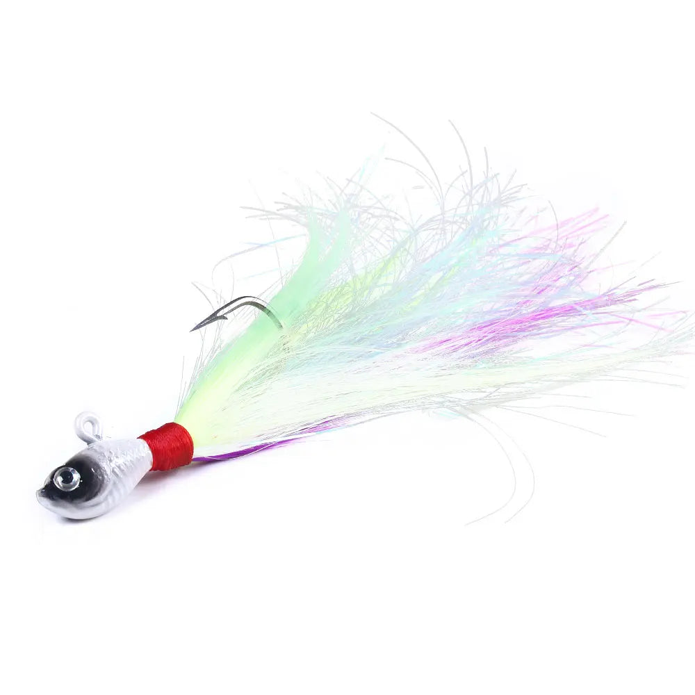 Bucktail Jigs Head Hook 3D Eyes Bait 7g 14g 28g 56g Deer Hair Feather Hook Beard Jigging Lure Fishing - Duke's Fishing Supply