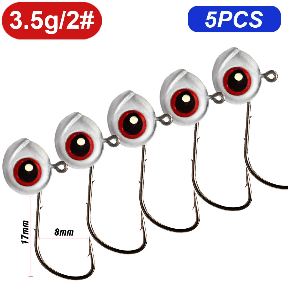 5-20Pcs Big Fish Eye Jig Head Hooks 2.5g 3.5g 5g Shank Barbed Root Ned Rig Fishing Soft Lure Kit Tackle Pesca Gear Fishhook - Duke's Fishing Supply