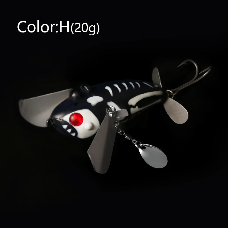 LETOYO 70mm/20g Topwater Noisy Bait Golden Cicada Propeller Popper Lure Bionic Floating Hard Baits For Bass Catfish - Duke's Fishing Supply