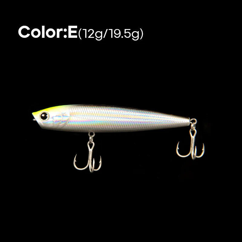 LETOYO 12g/19.5g Floating Popper Lure Long Throw Topwater Hard Pencil Baits Laser Coating Streamline Bass Fishing Lure - Duke's Fishing Supply