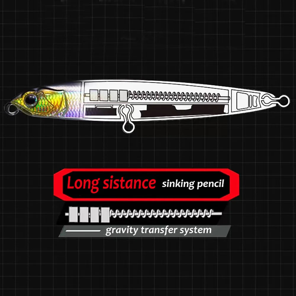 Sinking Pencil Lure 24g 10cm Gravity Transfer Wobbler Swimbait Kit Pesca Jerkbait Hook Popper Sea Fishing Tackle Artificial Bait - Duke's Fishing Supply