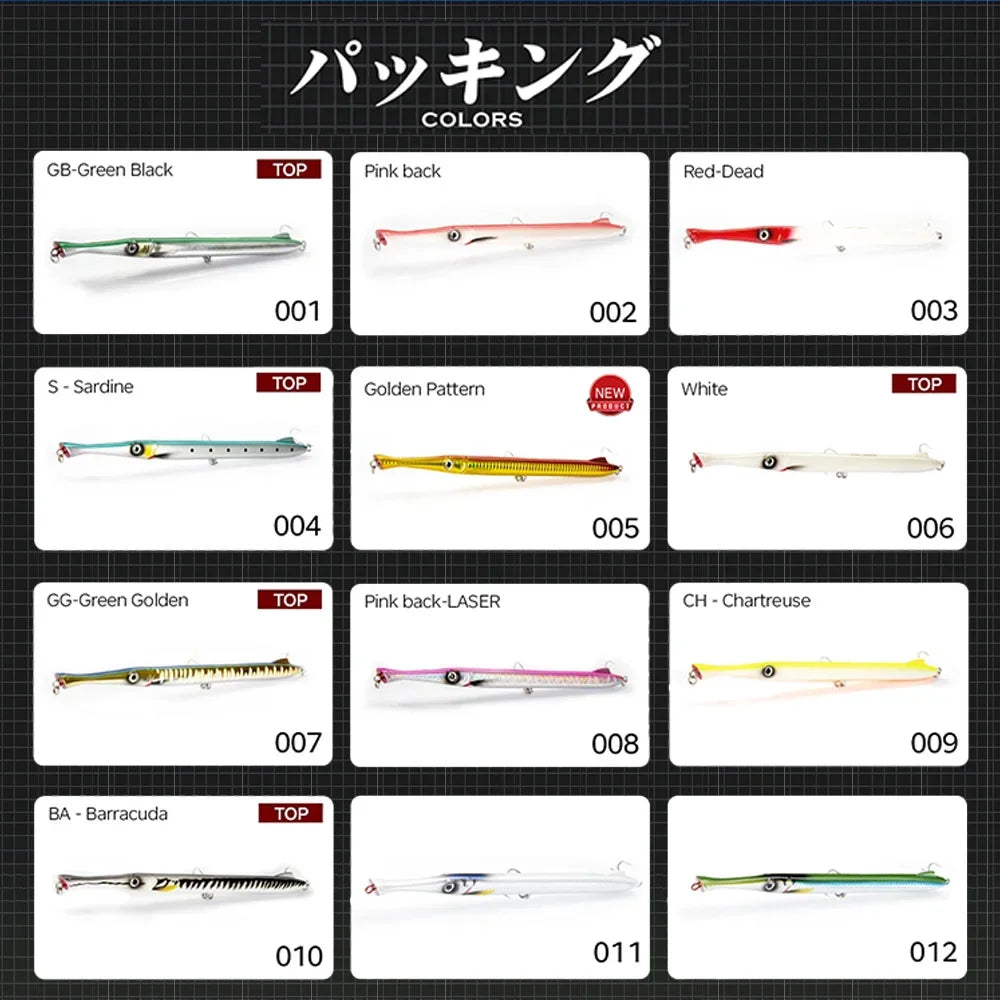 Hunthouse Don Belone Pencil Fishing Lure 225mm 23g/27g Floating/Sinking Long Casting Stickbaits For Leerfish Blue Fish LW506 - Duke's Fishing Supply