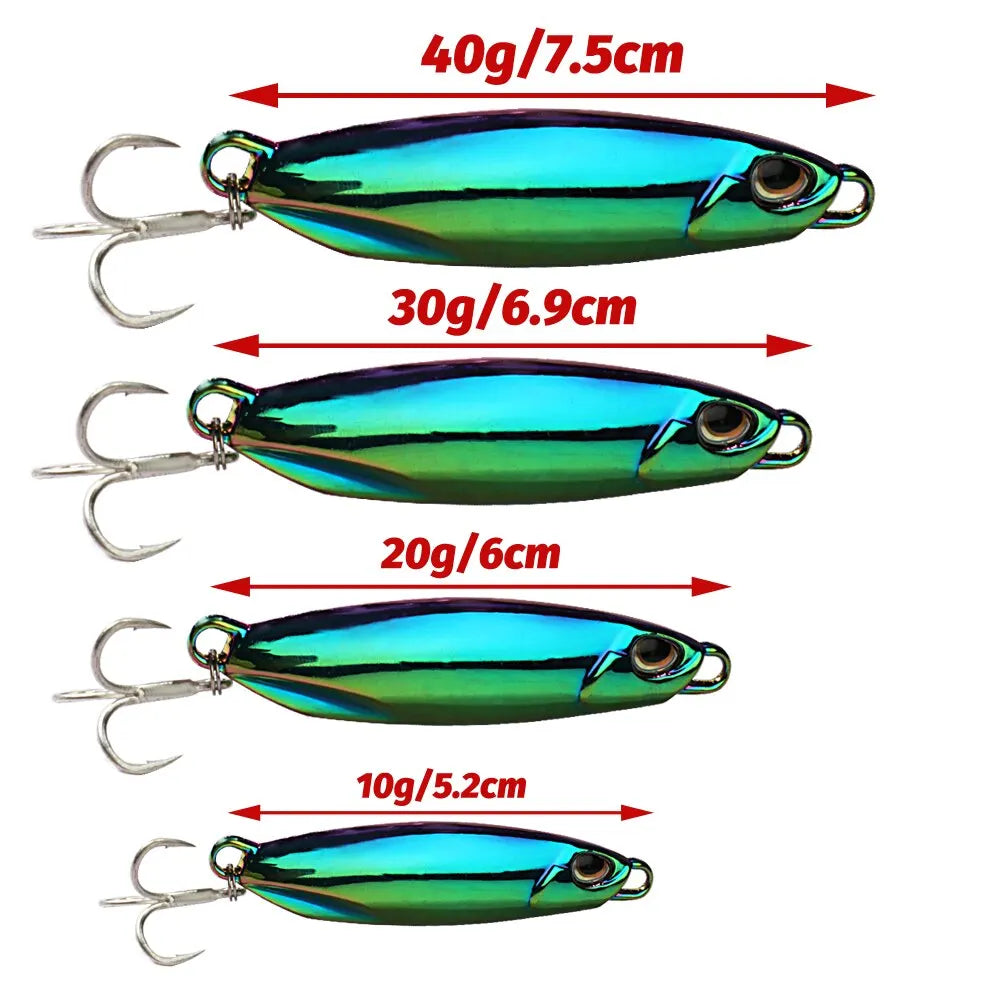 Metal Jig Fishing Lure 10g 20g 30g 40g Cast Swimbait Hook Wobbler Pike Spoon Carp Spinner Sea Tackle Kit Pesca Artificial Bait - Duke's Fishing Supply