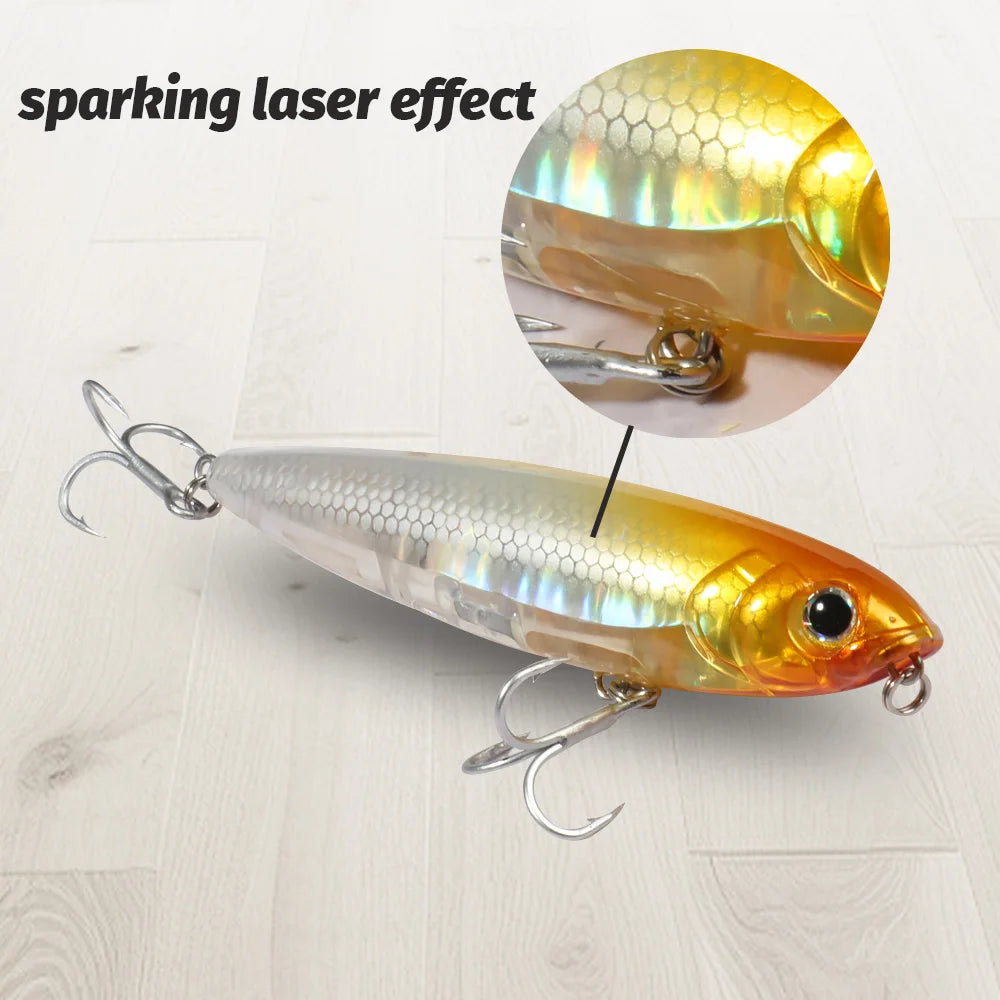 GOBAIT Floating Pencil Bait 17.5g 10cm Topwater Walk The Dog Fishing Lure 3D Swimbait Hook Popper Pesca Minnow Rattle Cranbait - Duke's Fishing Supply