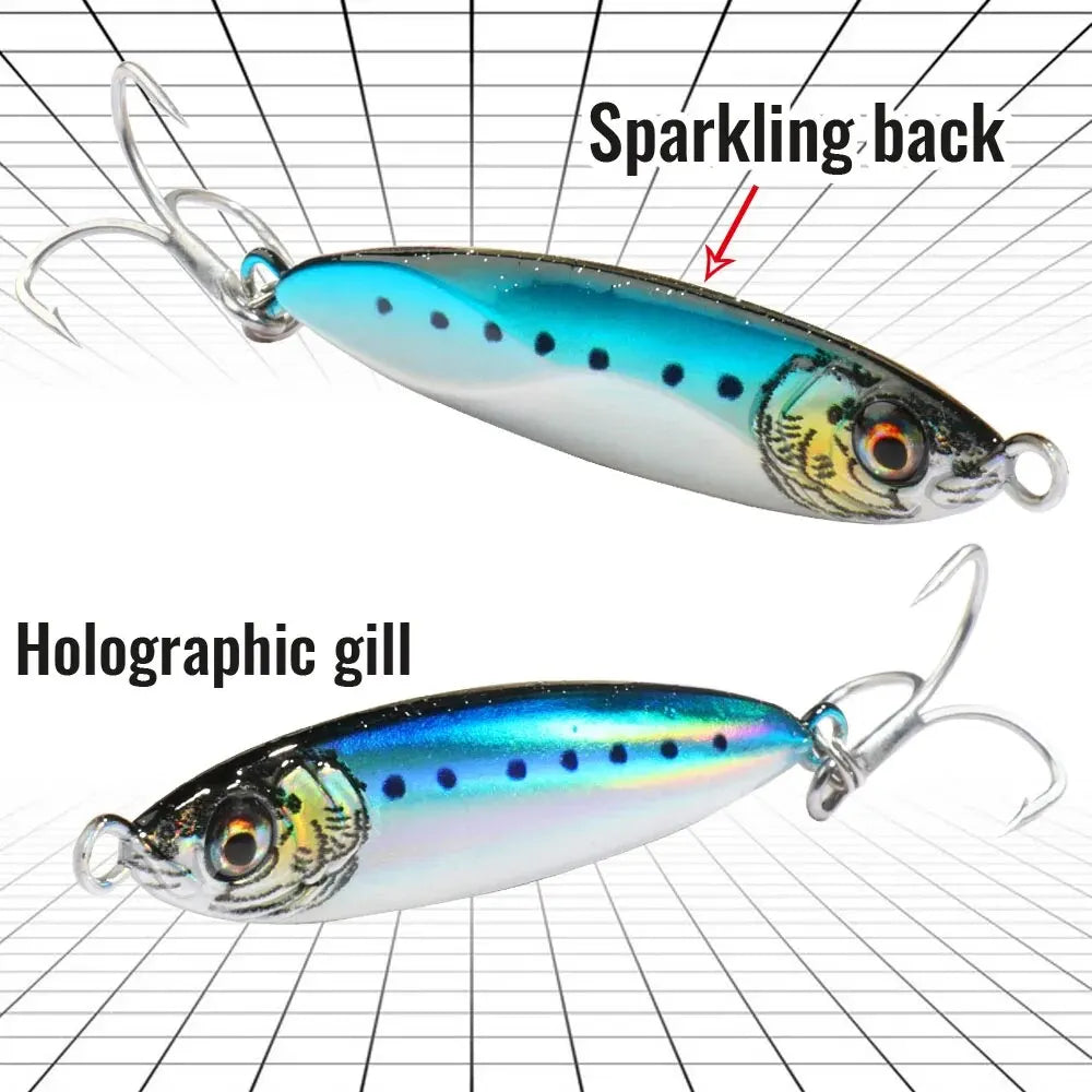 Metal Jig Lure 20g 30g 40g Spinner Spoon 3D Eye Color Laser Spinning Fishing Tackle Popper Hook Swimbait Pesca Spinnerbait Bait - Duke's Fishing Supply
