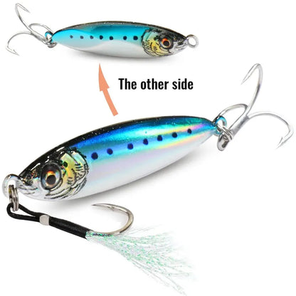Metal Jig Lure 20g 30g 40g Spinner Spoon 3D Eye Color Laser Spinning Fishing Tackle Popper Hook Swimbait Pesca Spinnerbait Bait - Duke's Fishing Supply