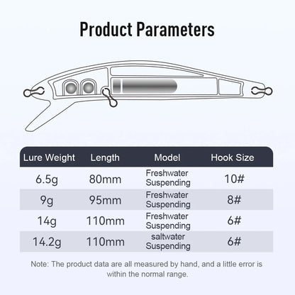 KINGDOM SP Shadow Fishing Lures 6.5g 9g 14g 14.2g Suspending Minnow Wobbler Crank Baits Artificial Sea Bass Pike Fishing Tackle - Duke's Fishing Supply