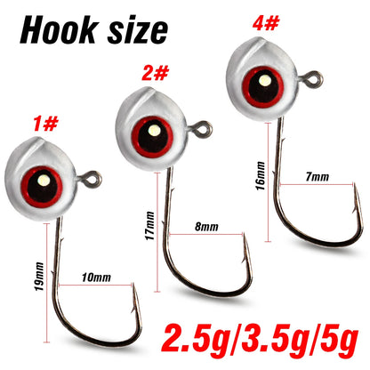 5-20Pcs Big Fish Eye Jig Head Hooks 2.5g 3.5g 5g Shank Barbed Root Ned Rig Fishing Soft Lure Kit Tackle Pesca Gear Fishhook - Duke's Fishing Supply