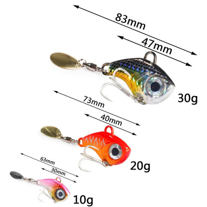 GOBAIT Spinner Bait 10g 20g 30g VIB Spoon Metal Jig Fishing Vibration Tackle Blade Pesca Rotating Spinning Lure Gear Spinnerbait - Duke's Fishing Supply