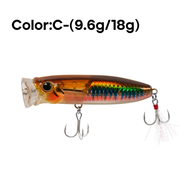 LETOYO 9.6g/18g Floating Popper Lure Topwater Hard Baits With Steel Balls Artificial Popper Fishing Lure For Bass - Duke's Fishing Supply