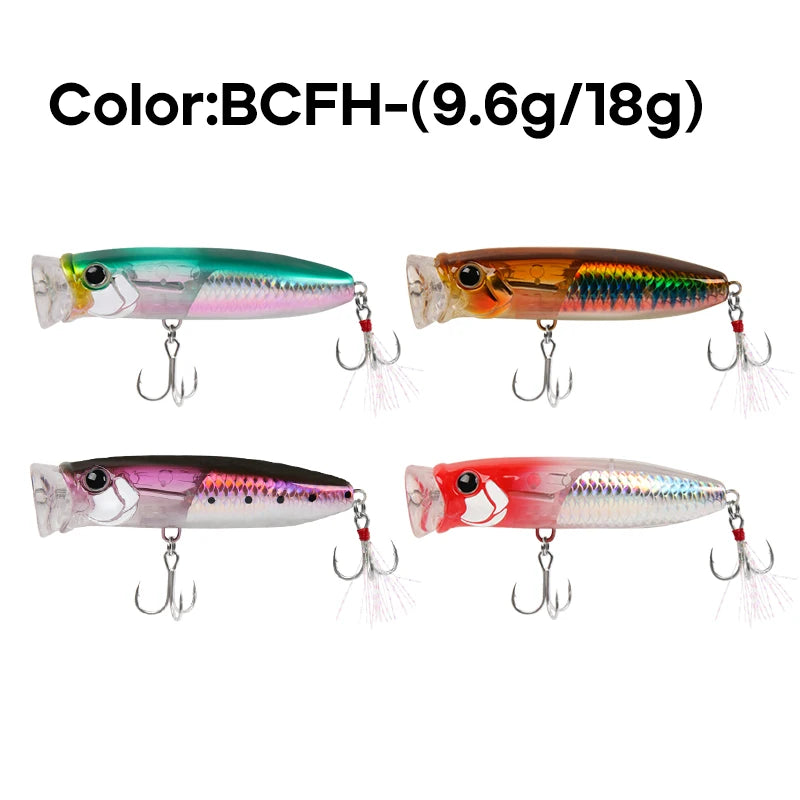 LETOYO 9.6g/18g Floating Popper Lure Topwater Hard Baits With Steel Balls Artificial Popper Fishing Lure For Bass - Duke's Fishing Supply
