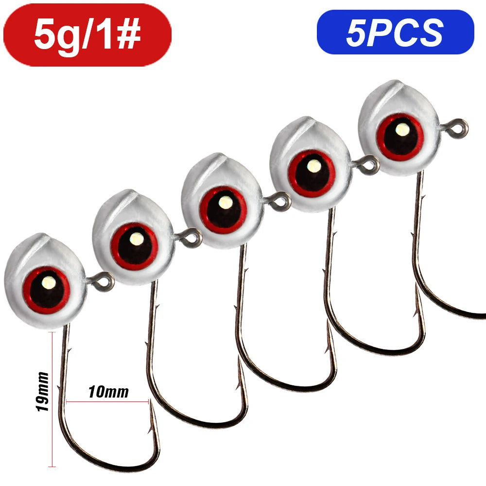 5-20Pcs Big Fish Eye Jig Head Hooks 2.5g 3.5g 5g Shank Barbed Root Ned Rig Fishing Soft Lure Kit Tackle Pesca Gear Fishhook - Duke's Fishing Supply