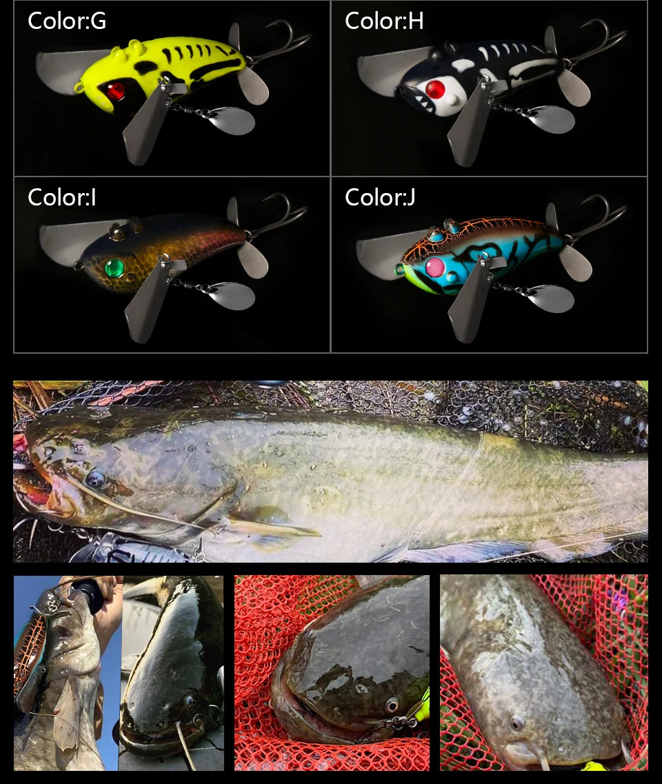 LETOYO 70mm/20g Topwater Noisy Bait Golden Cicada Propeller Popper Lure Bionic Floating Hard Baits For Bass Catfish - Duke's Fishing Supply