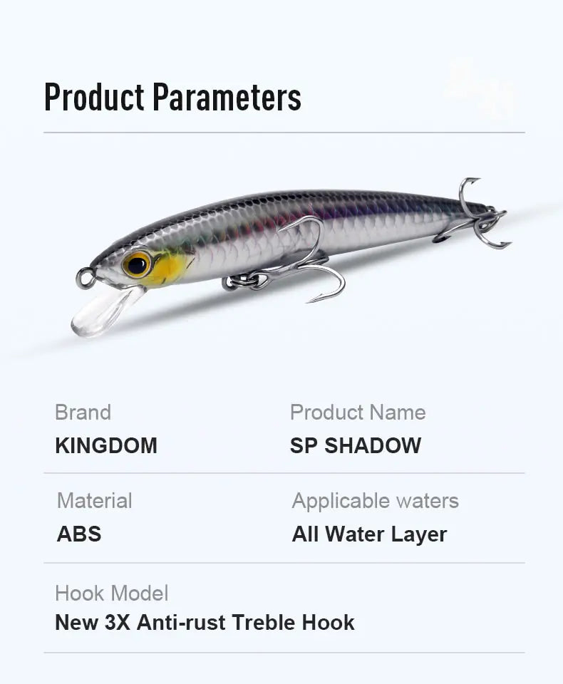 KINGDOM SP Shadow Fishing Lures 6.5g 9g 14g 14.2g Suspending Minnow Wobbler Crank Baits Artificial Sea Bass Pike Fishing Tackle - Duke's Fishing Supply
