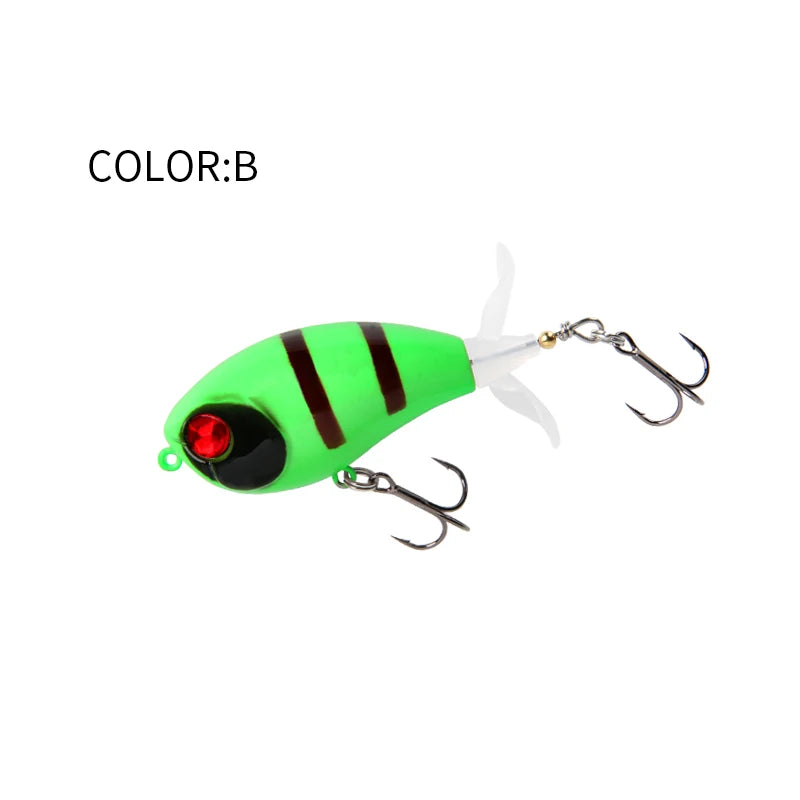 LETOYO 40mm 50mm Topwater Whopper Popper Rotating Double Propeller Tail Artificial Bait for bass pike Fishing Lures - Duke's Fishing Supply