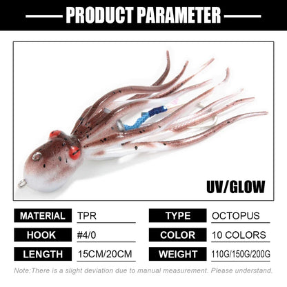Luminous Octopus Jig (110-200g) - Duke's Fishing Supply