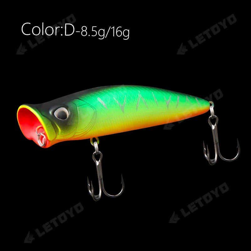 LETOYO Floating Fishing Lures 8.5g 16g Artificial Laser Coating Hard Baits Topwater Poppers Bass Pike Wobbler Popper Lure - Duke's Fishing Supply