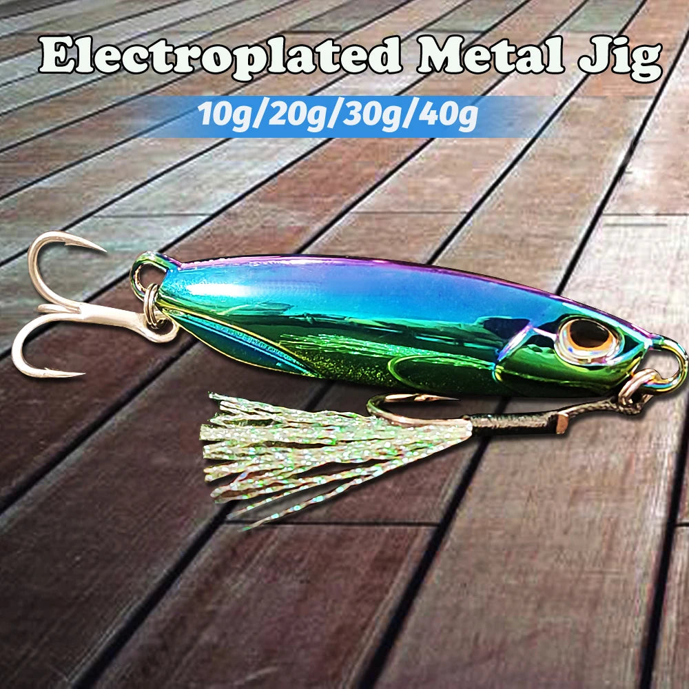 Metal Jig Fishing Lure 10g 20g 30g 40g Shore Casting Swimbait VIB Spoon Fishhook Spinner LAKE Ocean Tackle Pesca Artificial Bait - Duke's Fishing Supply